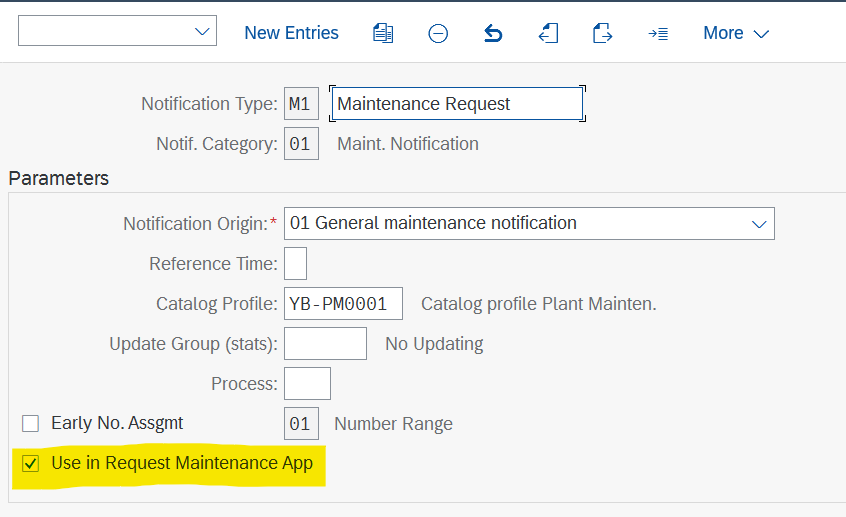 Use in request maintenance app check box